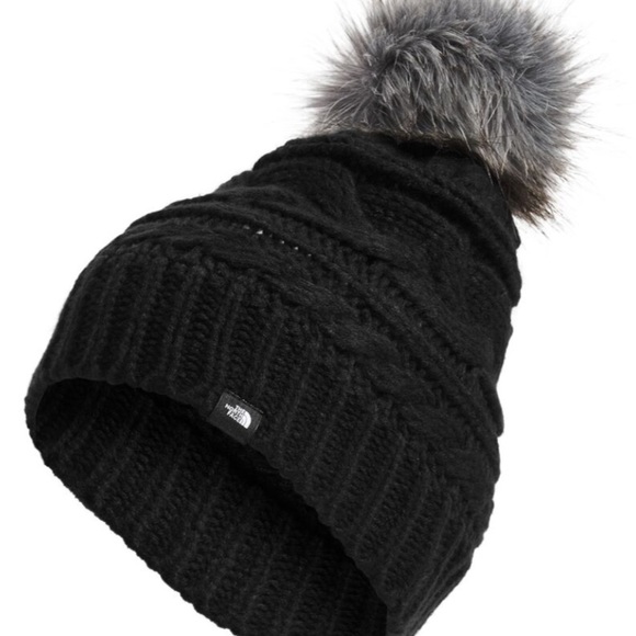 The North Face Accessories - The North Face triple cable fur Pom beanie NWT